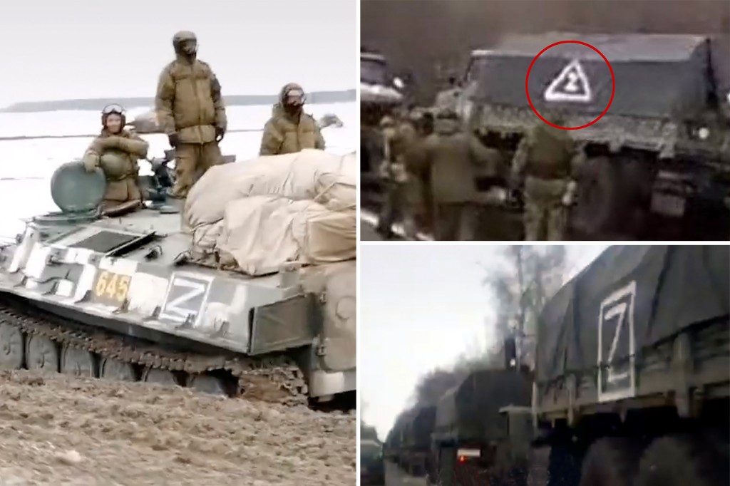 Russian tanks marked with the mysterious "Z" enter Ukraine