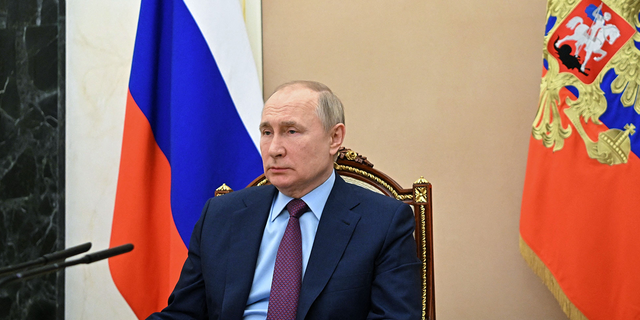 Russian President Vladimir Putin at the Kremlin, Moscow, on February 14, 2022. 