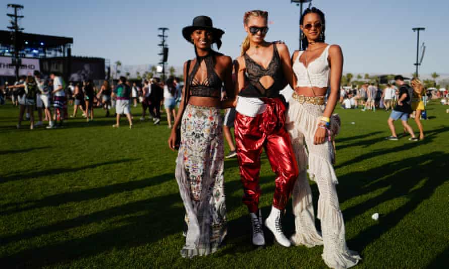 Models Jasmine Tookes, Romeo Strayed and Lais Ribeiro at Coachella 2018