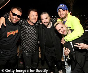Massive: Sebastian Ingrosso, Axwell, Steve Angelo, A-Trac and Alesso attend the Swedish House Mafia "Heaven again" album release party