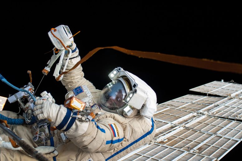 Russian cosmonaut Oleg Artemyev on the International Space Station