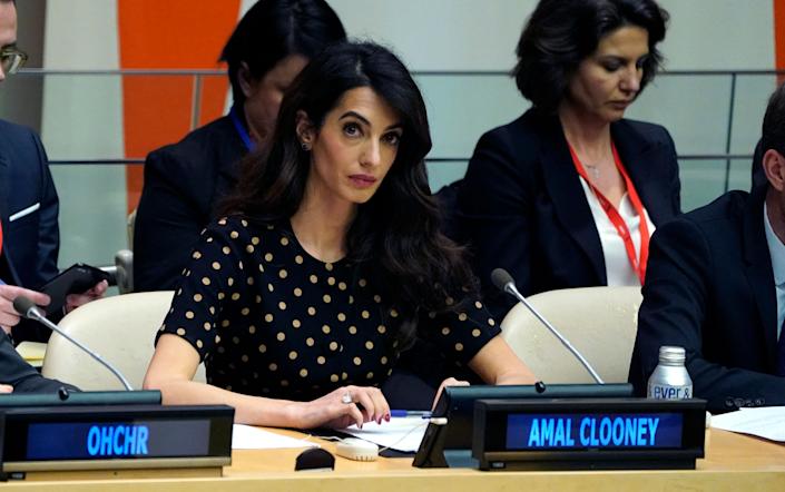 Amal Clooney at a meeting of the UN Security Council.