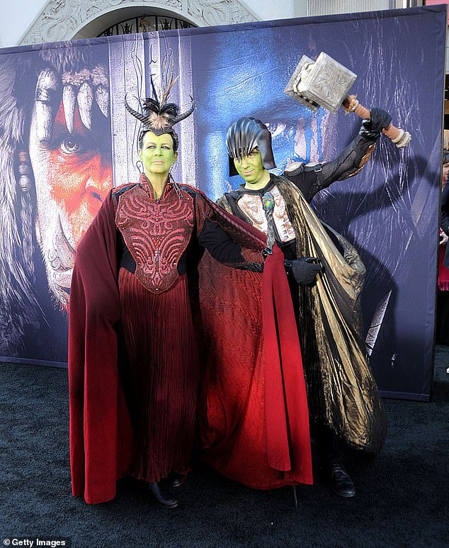 Dressing up: Curtis and her daughter Ruby above were photographed in 2016 at the Hollywood premiere of Warcraft