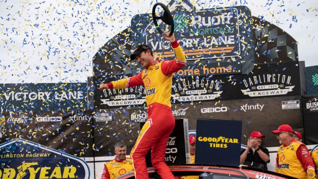 Joey Logano and William Byron crash into late to win the Goodyear 400 at Darlington Raceway