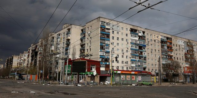 A view showing apartment buildings damaged by a military raid, as the Russian offensive on Ukraine continues, in Severodonetsk, Luhansk region, Ukraine on April 16, 2022. 