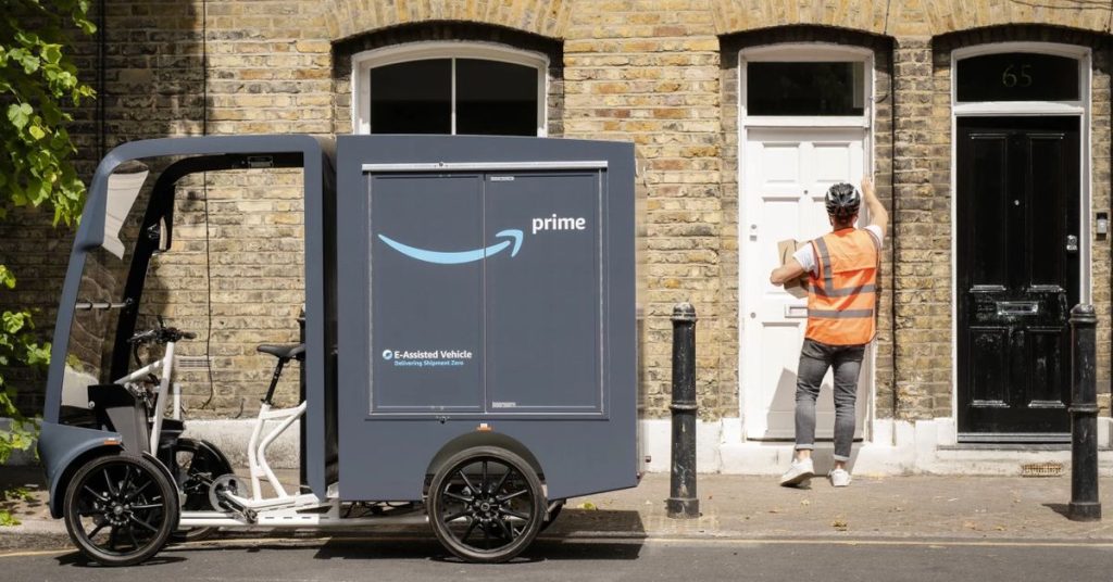 Amazon uses pickup-like electric cargo bikes to deliver goods in the UK