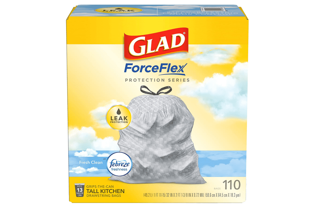 Gladforce flex tall kitchen trash bags with drawstring (110 pack)