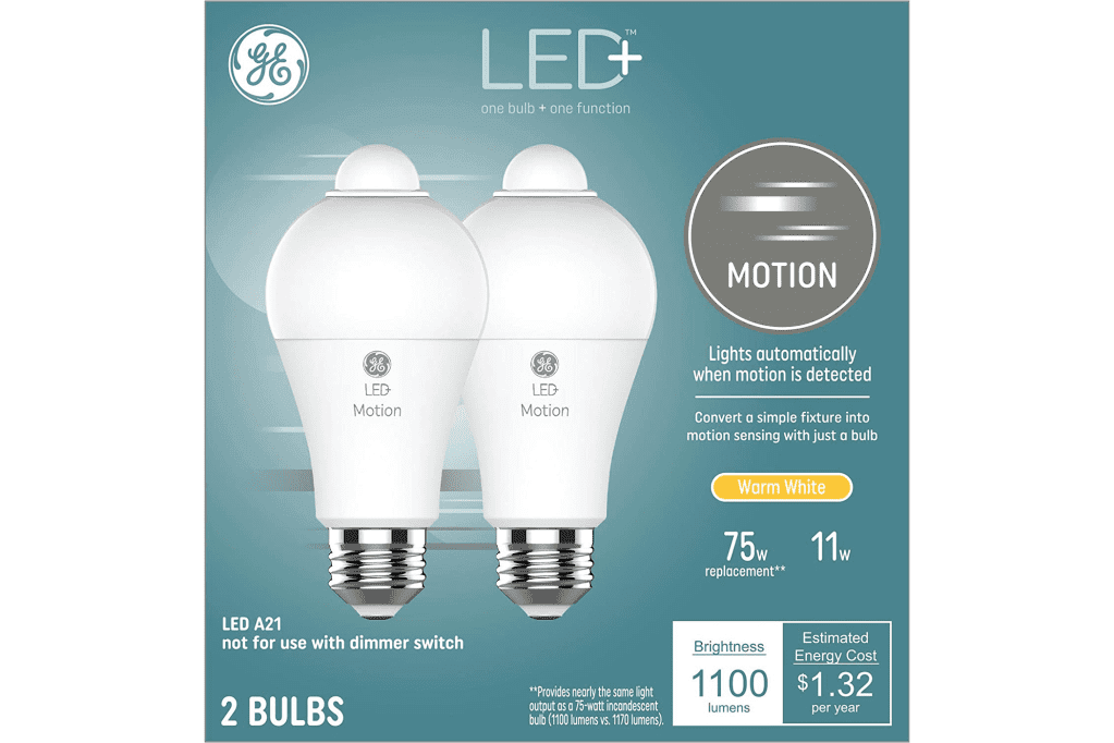 GE LED + Outdoor Light Bulbs With Motion Sensors (2 Pack)