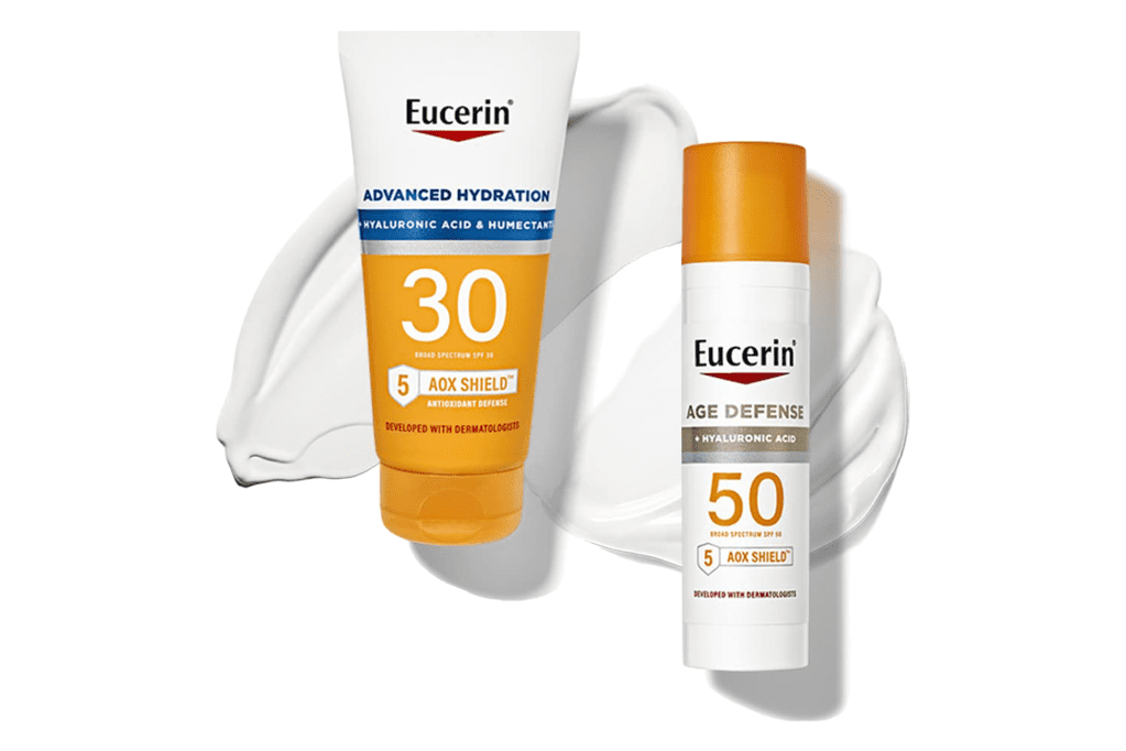 Eucerin Sun Advanced Hydration SPF 30 Sunscreen + Age Defense SPF 50 Sunscreen Lotion for Face