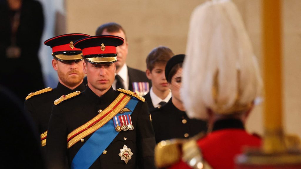 Prince Harry, in uniform, reunited with Prince William in Vigil for Queen