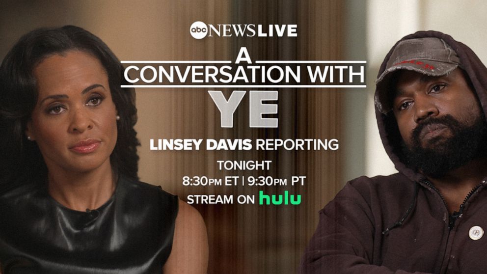 Photo: watch "A conversation with Ye: Linsey Davis Reporting," A half-hour special on ABC News Live at 8:30 p.m. ET and later broadcast on Hulu.