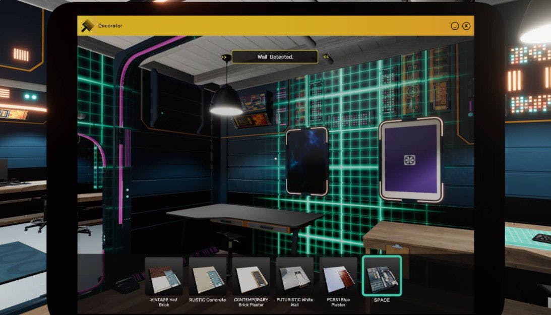 Screenshot of PC Building Simulator 2 showing workshop customization options