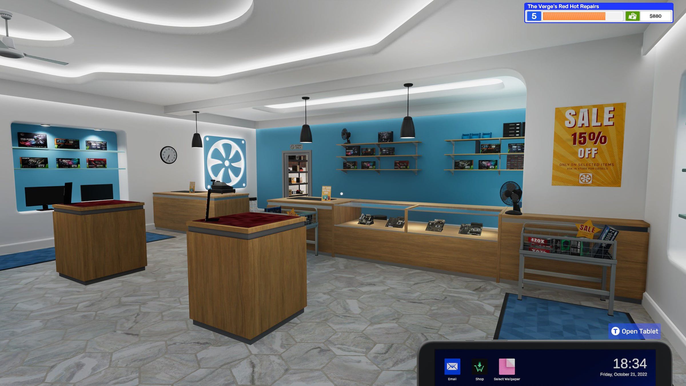 Screenshot of PC Building Simulator 2, showing the actual storefront